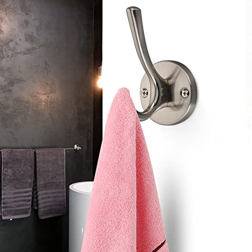 Wall Hooks 4 Pcs Towel Hook Coat Hooks Heavy Duty Thick Bath Robe Hooks Wall Mount Hooks For Bathroom Kitchen Hotel Bearing 25Kg (Nickel) #TOP3