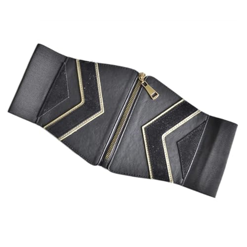 Women's Corset Belt Black PU Leather Zipper Buckle Elastic Waist Seal Nice Clothing Accessories4