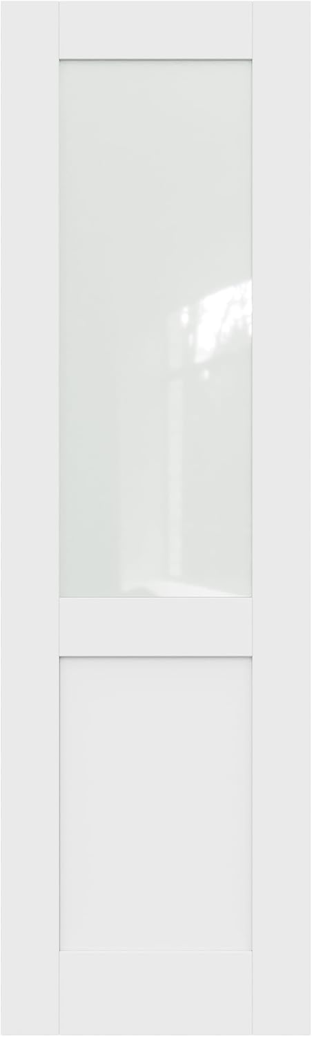 18'' x 80'' Half-Lite French Interior Tempered Frosted Glass Door Slab for Pantry Doors, French & Pocket Doors, Solid Core Interior Door w/o Hardware Kit, Prehung Jamb or Borehole, White