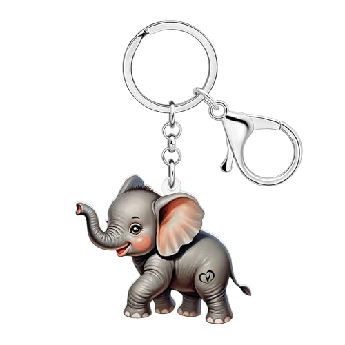 Porte-clés éléphant en acrylique WEVENI avec motif floral africain pour sac