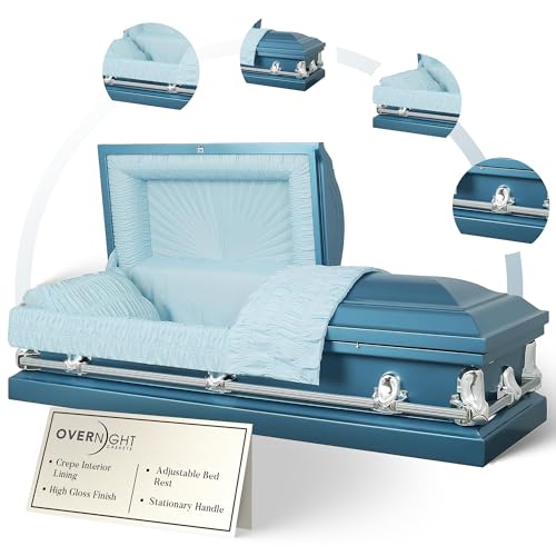 Overnight Caskets Spartan Collection Funeral Casket Blue with Light Blue