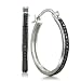 Sterling Silver Black Diamond Hoop Earrings (1/4 cttw)