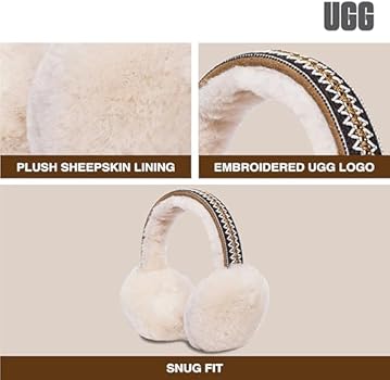 UGG Women's Sheepskin Earmuff with Tasman Tape, Chestnut, One Size