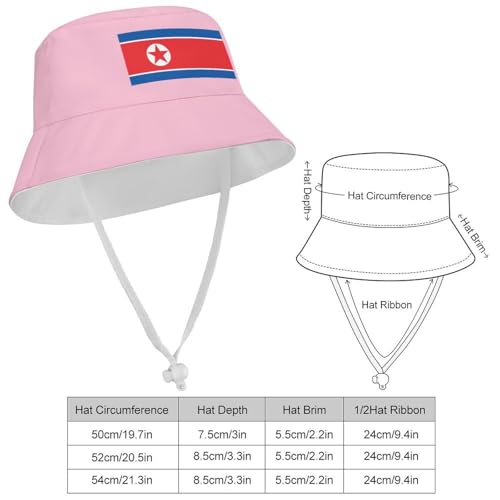 Kids Bucket Hat for Girls & Boys, North Korea Flag Pattern Bucket Hat for Girls Boys,Fun & Cool Fun Outdoor Vacation2