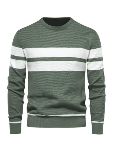 LUVCES Jersey Hombre Invierno Suéter Casual con Bloques de Color