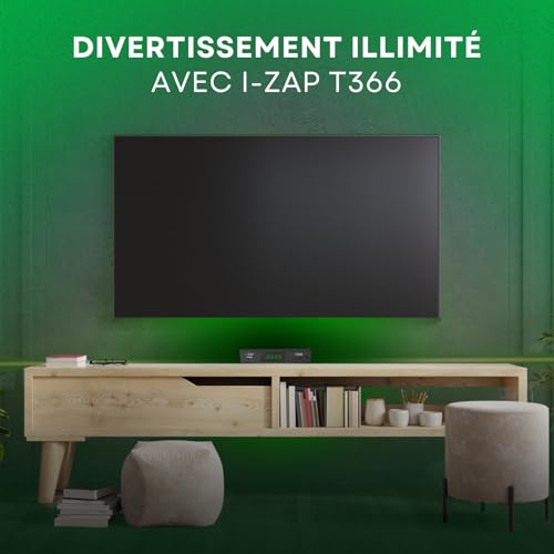 Décodeur TNT HD 2025 DVB-T2 T366 avec télécommande universelle et ports HDMI SCART