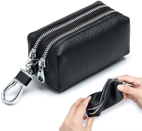 Funda de Piel para llaves con 2 Compartimentos Separados, mini ll...