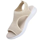 HODTOB Sandalias Ortopedicas Mujer Ligero Casual Zapatos con Punta Abierta Cuña Lavable de Verano Sandalias para Caminar Beige 39EU