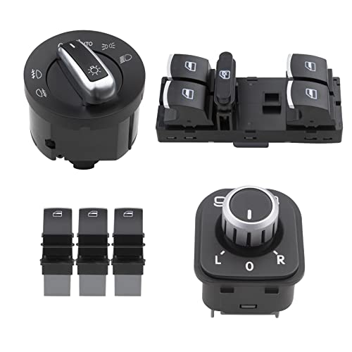 ZEALfix Golf 5 Zubehör Fensterheber Schalter Golf 5 6 Scheinwerfer Fenster Spiegel (6 Stück) 5ND959857 5ND941431B 5ND959565B 5ND959855 für VW Golf GTI MK5 MK6 Tiguan Passat Jetta Zubehör