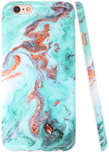 A-Focus Compatible with iPhone 6s Case Marble, iPhone 6 Case, Smooth Marble Series Rock Stone IMD Design Shock Proof Flexible Slim TPU Rubber Case for iPhone 6 iPhone 6s 4.7 inch Glossy Bluish Green