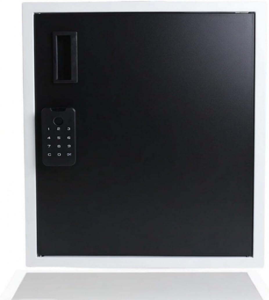Anti-Theft Steel Parcel Box with Keypad for Outside | Digital Touch Screen Heavy Duty Wall Mounted Drop Storage Box with Lockable Secure | Home Porch Patio and Curbside (Black, 18"x16"x7")