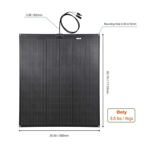 LENSUNSOLAR 200W 12V ETFE Flexible Solar Panel with 25% High Efficiency, 43.7x34.9in Bendable Mono Panel for RV, Van, Marine Boat and Camping by LENSUNSOLAR - Image 2