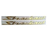 Acc-Creativity Motorcycle 3D Sticker Decorative Decal Stereoscopic Tank Emblem with Glue Compatible with Honda Shadow 125 VT400 Spirit 750 (Gold) , m