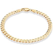 Miabella 18K Gold Plated 925 Sterling Silver Italian 5mm Solid Diamond-Cut Cuban Link Curb Chain Bracelet for Men Women, Made in Italy
