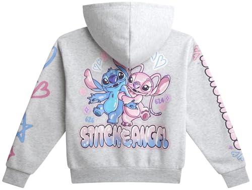 Image of Disney Lilo and Stitch Girls Cozy Fleece Zip Up Graphic Hoodie Sweatshirt