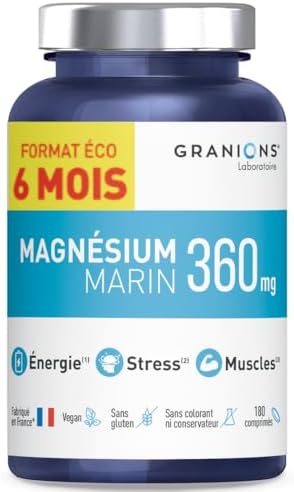 GRANIONS - Magnesium Marin 360 mg - FORMAT 6 MOIS - Fabriqué en F...