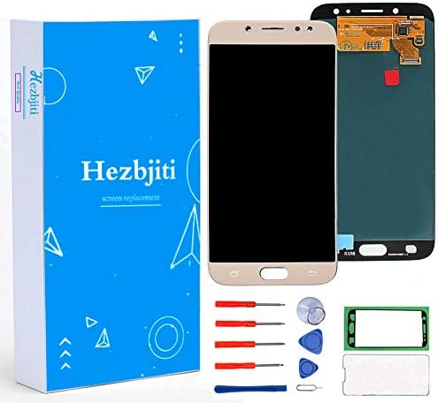 Hezbjiti LCD Display Touch Screen Replacement Digitizer Assembly Compatible for Samsung J7 Pro SM-J730G/DS,Galaxy J730F J730G J730GM J730DS Super AMOLED with Tools and Adhensive(Gold)
