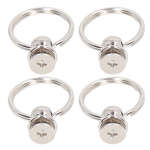 Bottoni in Ottone Massiccio Vite a Bottone Rivetti con Tappo a Vite, 20 Set Rivetti a Testa Tonda con Anelli di Trazione 8 X 19 Mm Anelli Doppi Lucidi Argento Viti Chicago Chiodo per Fai da Te