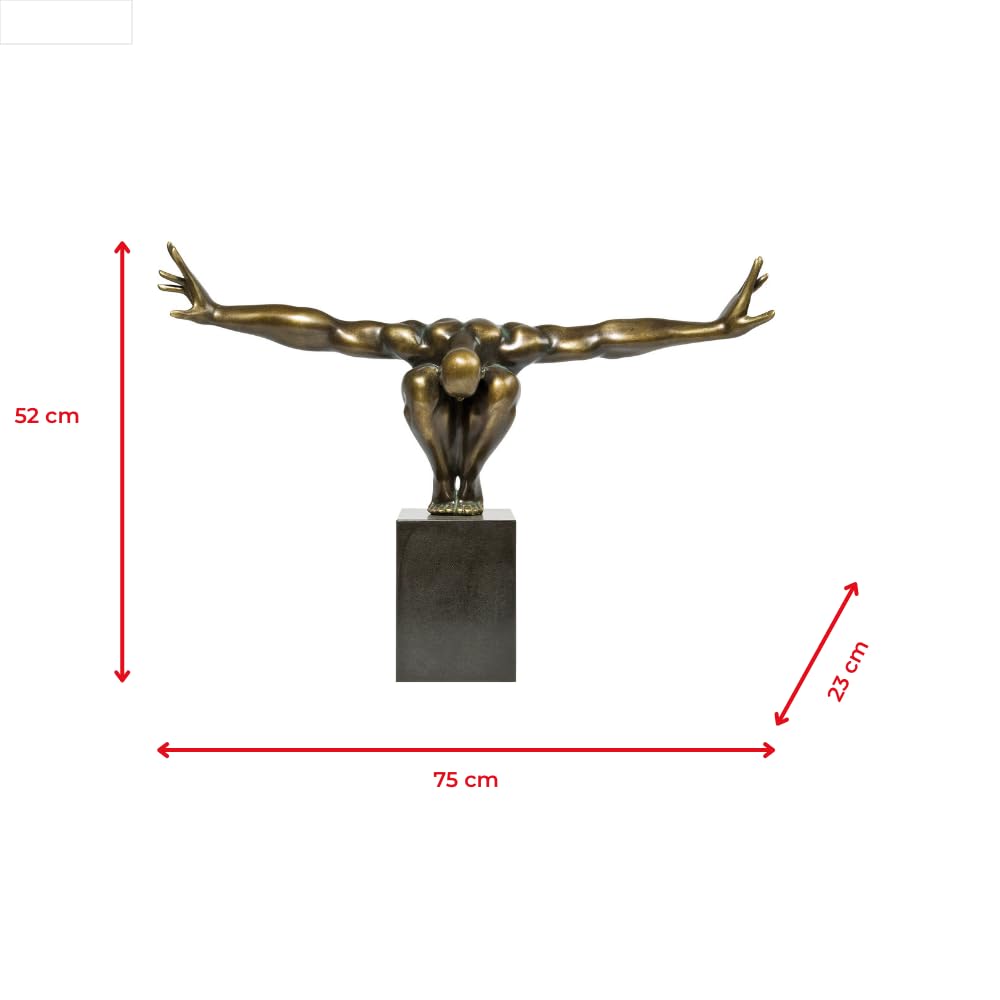 Kare Design Deko Objekt Athlet, Bronze, Modern, Große Dekorationsfigur, Fitness Statue, Skulptur, Wohnzimmer, Marmor Sockel, 52x75x23cm (H/B/T)