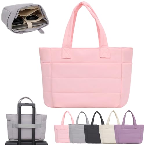 Monvielle Tote Bag,0.7LBS Ultra Lightweight Puffy Zynor Crossbody Bag with Cup Holder and Compartments