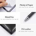 7 Pcs Small Pocket Notepad Holder Set with Metal Pen and Pocket Notebook Refills (Black)