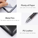 7 sztuk zestaw małych uchwytów na notatniki, z metalowym długopisem i 50 arkuszami w linie, w zestawie wkłady do notebooków kieszonkowych 5 sztuk 7 x 12 cm, 30 kartek w linie na notatnik (czarny)