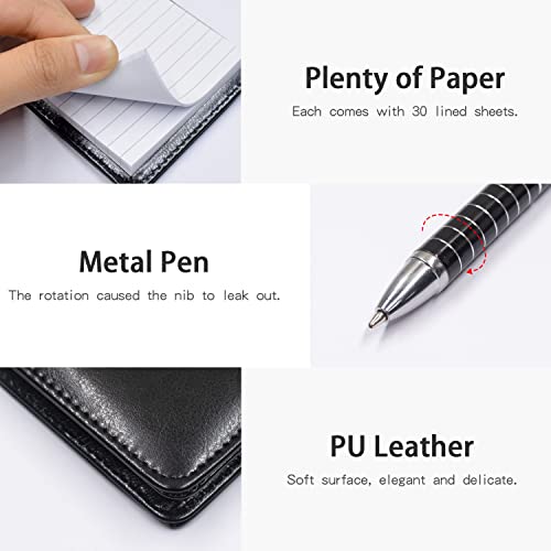 Xhwykzz 7 Pieces Small Notepads Holder Set, Pocket Notebook with pen, Included Refills 5 Pieces 3 x 5 Inch, 30 Lined Paper Per Note Pad