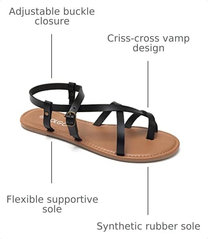 Image of Colgo Women's Summer Strappy Flat Sandals, Adjustable Casual Fisherman Sandal with Open Toe Slingback Gladiator Sandals