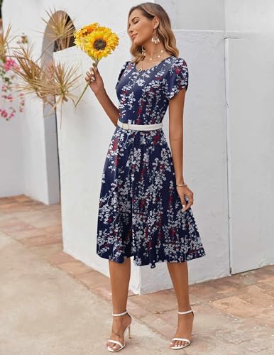 Image of ZEAGOO Womens Casual Dresses for Summer Short Sleeve Flare Midi Dress Loose Flowy Beach Sundress