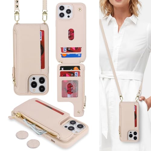 Étui portefeuille en cuir iPhone 15 Pro Max housse protection femmes dragonne fermeture éclair