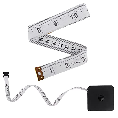 Ruban de mesure du corps rétractable de 200 cm, mètre flexible à double face - mètre de chemin souple pour couture, mesures du corps (noir, size:2 m) Cover