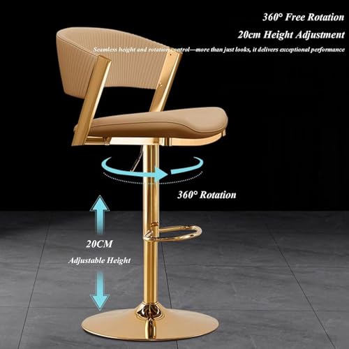 Tabourets de bar pivotants haut de gamme avec dossier ergonomique et base dorée