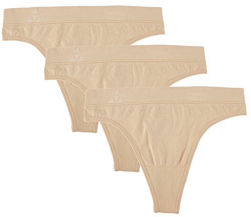 Balanced Tech Women's Seamless Thong Panties 3-Pack - Nude - Small