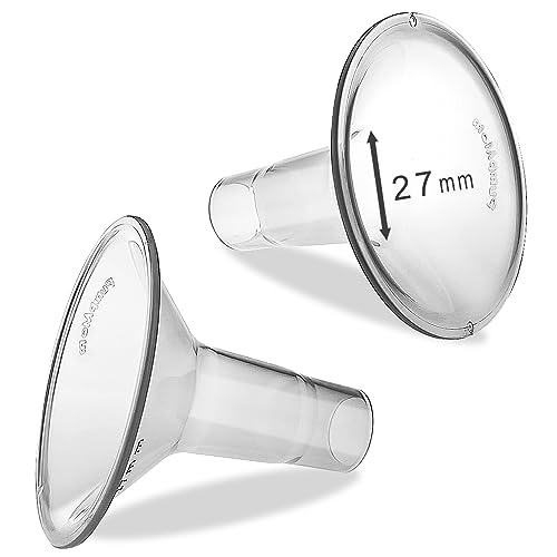 Image of PumpMom 27mm Breastshields for Medela Breast Pump Parts, Replace Flange Compatible with Medela Accessories, Not Original PersonalFit Flex Breast Shield, Not Original Freestyle Pump Parts, 2pcs (27mm)