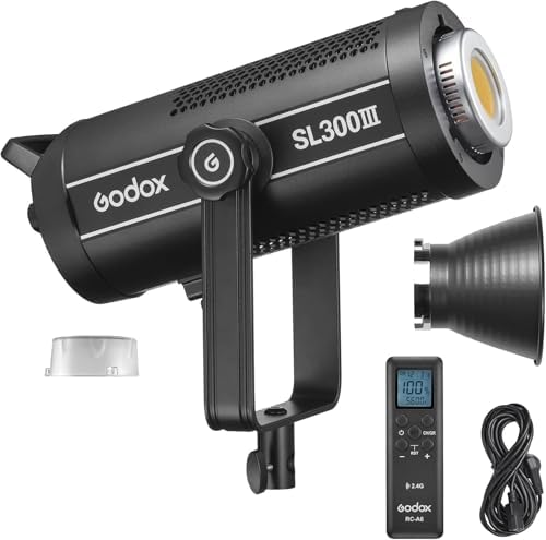 Godox SL300III Studio LED Video Light 330W High Power Photography Light 5600��±200�� Dimmable 8 FX Lighting Effects CRI 96 TLCI 97,Bowens Mount with Remote Control for Studio Live Streaming