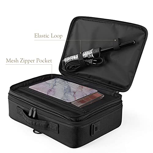 Luxspire Neceser Maquillaje con Divisor y Espejo para Mujer, Viaje Maletin Maquillaje Aseo Maleta Maquillaje Bolsa para Cosméticos, Organizador Estuche con Correa para Viaje Mujer, L - Negro - imagen 3