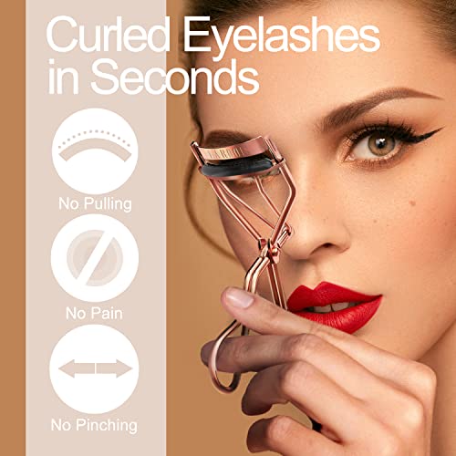 Larbois Eyelash Curler With 5 Extra Refill Pads ＆ Velvet Bag, Professional Eye Lash Curler No Pinching, No Pain And No Pulling, Make Up Tool For Perfect Curl In Seconds (Rose Gold) #TOP2