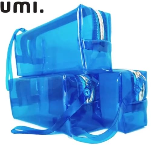 Image of Amazon Brand - Umi Clear Pencil Pouch PVC Large Pencil Case Zippered Waterproof Stationery Pouch for Students Yellow,Pencil Case,Office Supplies (Blue)