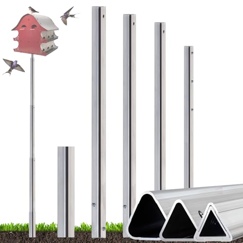 15FT Telescoping Triangular Purple Martin House Pole, Only Compatible with S&K Purple Martin Houses (12 & 16 Rooms), House Not Included, Not for Wooden Birdhouses, Aluminum Alloy, Wind-Resistant