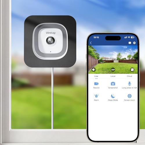 No Drill 2K Window Camera with Angled Mount 5GHz&2.4GHz WiFi Indoor Camera for Home Security for Outdoor Monitoring Anti-Glare Color Night Vision 24/7 Recording Free Human/Car/Pet Detection Alexa