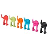 Ikea Set 6 Dog Tail Hooks Assorted Colors Pet Leash Hanger Hat Coat Key Holder Wall Organizer Bastis by IKEA Office Product