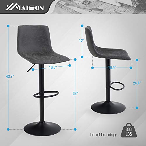 MAISON ARTS Swivel Bar Stools Set of 2 for Kitchen Counter Adjustable Counter Height Bar Chairs with Back Tall Barstools PU Leather Kitchen Island Stools, Brown