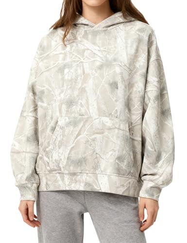Image of Dsewpaur Camo Hoodie For Women Oversized Long Sleeve Drop Shoulder Fleece Hooded Sweatshirt Pullover With Pocket Outfits