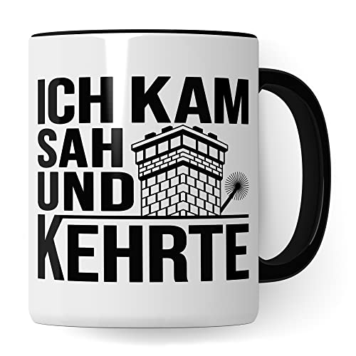 Schornsteinfeger Tasse, Kaminkehrer Geschenk-Idee Kaffeebecher mit Spruch lustig, Kaffeetasse Humor Witz Geschenkidee für Kaminfeger Meister Teetasse