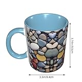 DZBDWZXH Sky Blue Ceramic Coffee Mugs 11oz, (Pebble Stone) Print Restaurant Coffee Mug for Coffee,Cappuccino,Tea,Cocoa,Cereal - Image 3