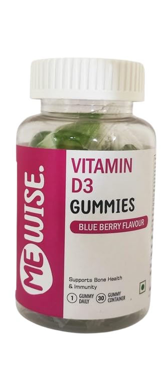 MeWise Vitamin D3 Gummies, for Women & Men - Supports Immunity, Bones, Teeth, Increase Calcium Absorption - Gluten Free - Buleberry Flavor (Apple Green)