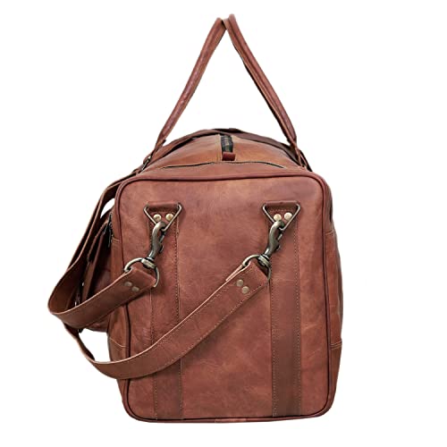 Leather Duffle Bag for Men Luggage Handmade Travel Bag Carry On Luggage Weekender Bags Overnight Gym Sports Cabin Holdall Bag For Airplanes Men And Women (30 Inch Brown) by cuero - Image 4