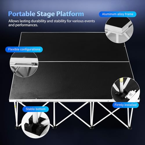 Image of 4Pcs Foldable Platform Stage, 8'x8' Wedding Stage Platform