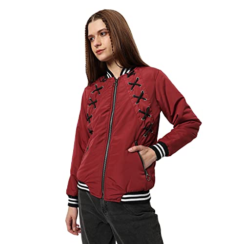 Image of PINACOLADA Women's Pink Puffer Regular Fit Bomber Jacket For Winter Wear | Standing Collar | Full Sleeve | Buttoned | Casual Jacket For Woman & Girl | Western Stylish Jacket For Women