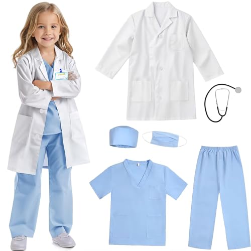 RioRand Doctor Costume for Kids With Stethoscope Lab Coat Career ...